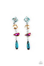 Load image into Gallery viewer, ROCK CANDY ELEGANCE - MULTI IRIDESCENT BLUE PINK BROWN GEM SILVER POST EARRINGS - PAPARAZZI
