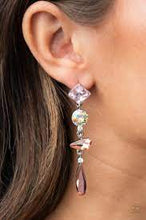 Load image into Gallery viewer, ROCK CANDY ELEGANCE - MULTI IRIDESCENT PINK GEM SILVER POST EARRINGS - PAPARAZZI

